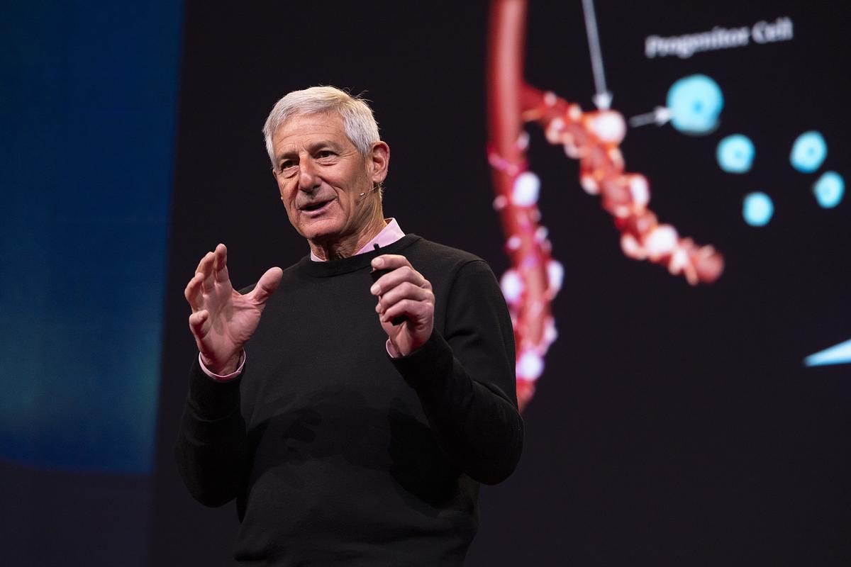 Kevin R. Stone, MD on stage for his talk How Stem Cells Orchestrate Healing — And How To Speed It Up"