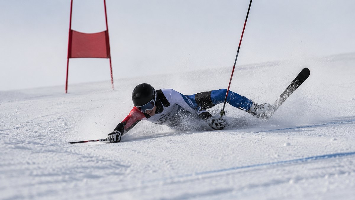 Skier Crash Showing Dangers of Alpine Skiing