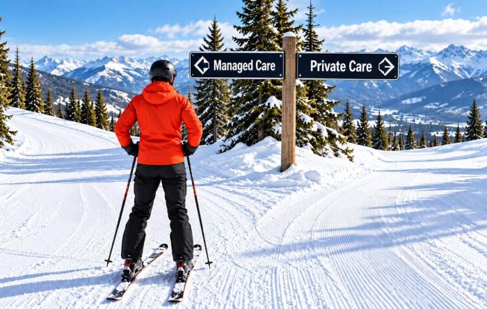 Skier Two Trails Representing Choice of Orthopaedic Care