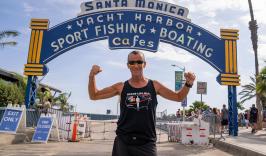 Richard Donovan Celebrating Finish of TransUSA Run